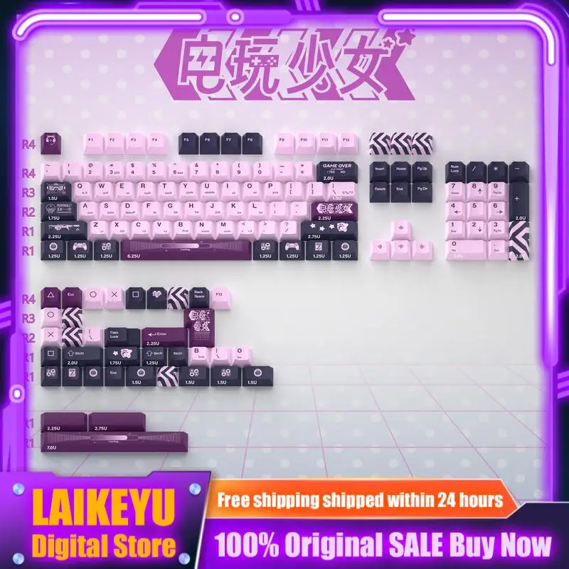 

E-girl Theme Anime Keycap Mechanical Keyboard Customized Cute Keycap 140 keys Gaming Keyboards Accessories Cartoon Gift Collect