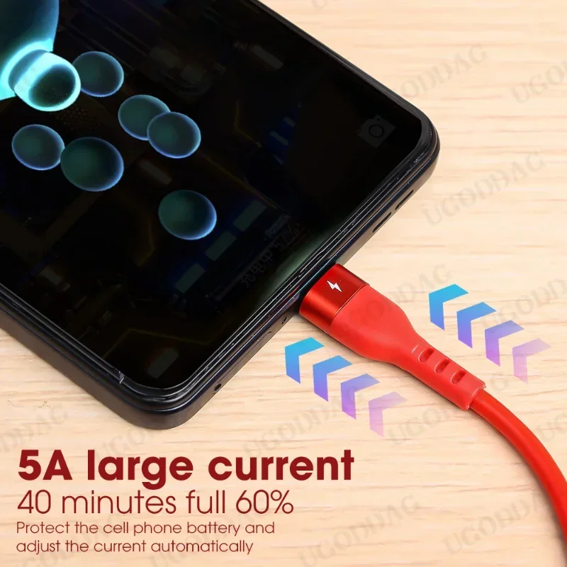 5A Type C Data Cable Spring Telescopic Fast Charging Cord Car USB C Charge Cord for Android Phone Accessories for Xiaomi Samsung