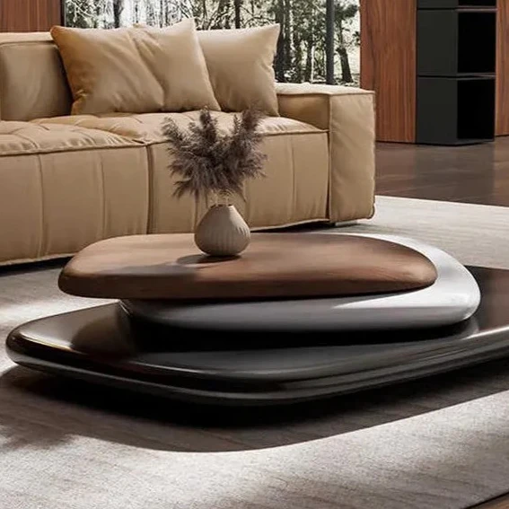Walnut Rotating Coffee Table Square Extendable Center Table for Living Room Modern Simple Lift Top Storage Tea Desk Space