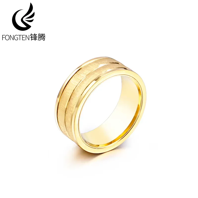 Fongten Men's Ring Stainless Steel Shiny Brushed Rings For Women Men Fashion Jewelry Hip Hop Party Valentine's Day Gifts