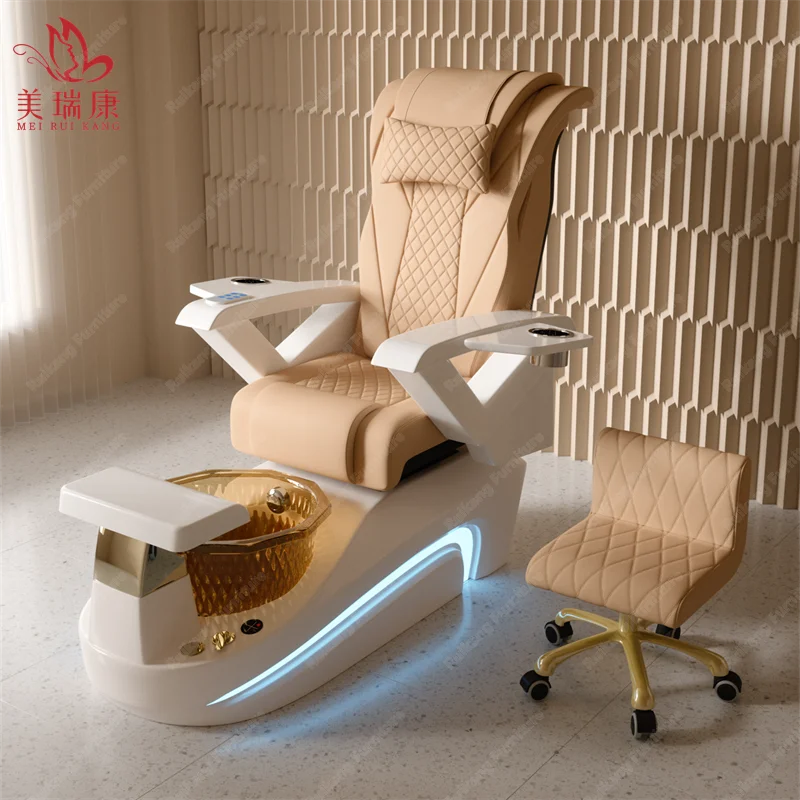 Modern Luxury Megnectic Pump Acetone Resistance Professional Recline Electric Massage Nail Beauty Salon Foot Spa Pedicure Chair