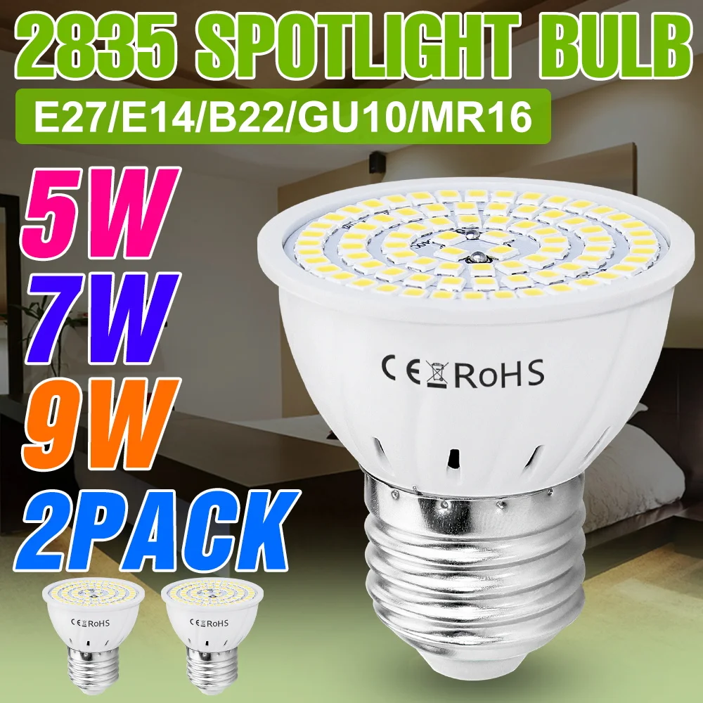 

9W LED Light Bulb E27 Ceiling Lamp GU10 Spotlight Indoor MR16 Corn Light E14 Chandelier Bulbs GU5.3 Nightlight B22 Home Lighting