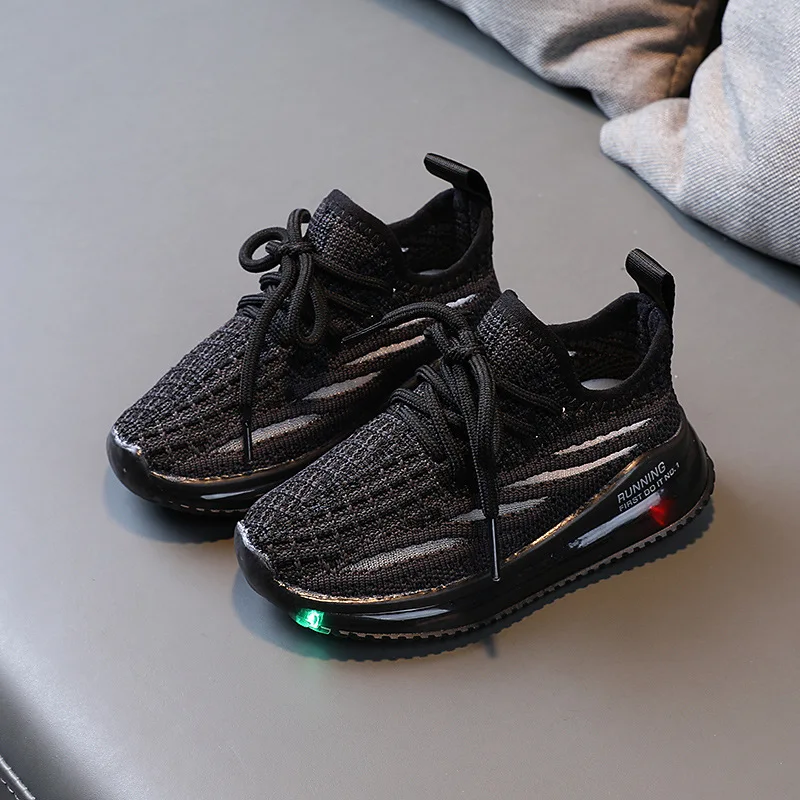 Size21-30 Children\'s Sneakers LED Lights Glow Girls Sports Shoes Boy Baby Toddler Shoes Non-slip Breathable Fashion Kids Shoes