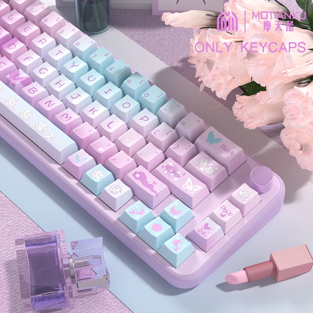 Imagem -04 - Butterfly Elf-keycaps Originais do Tema Cereja Perfil Mda Keycap Personalizado Teclado Mecânico com 7u e Chaves Iso