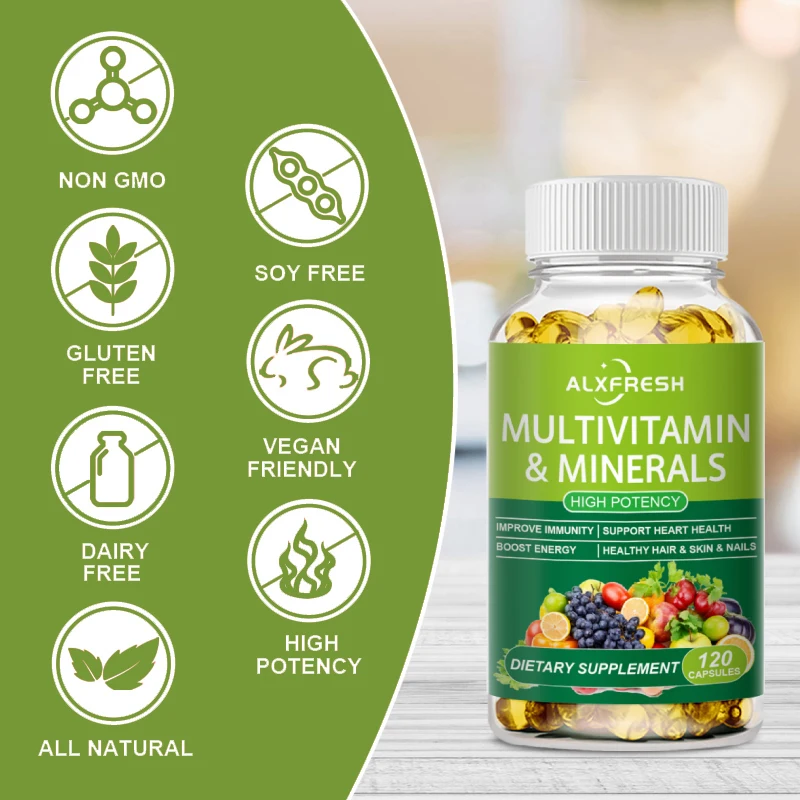 Comprehensive Multivitamin to Enhance Daily Nutrition Improve Immunity and Energy Support Heart Hair Skin and Nail Health levels