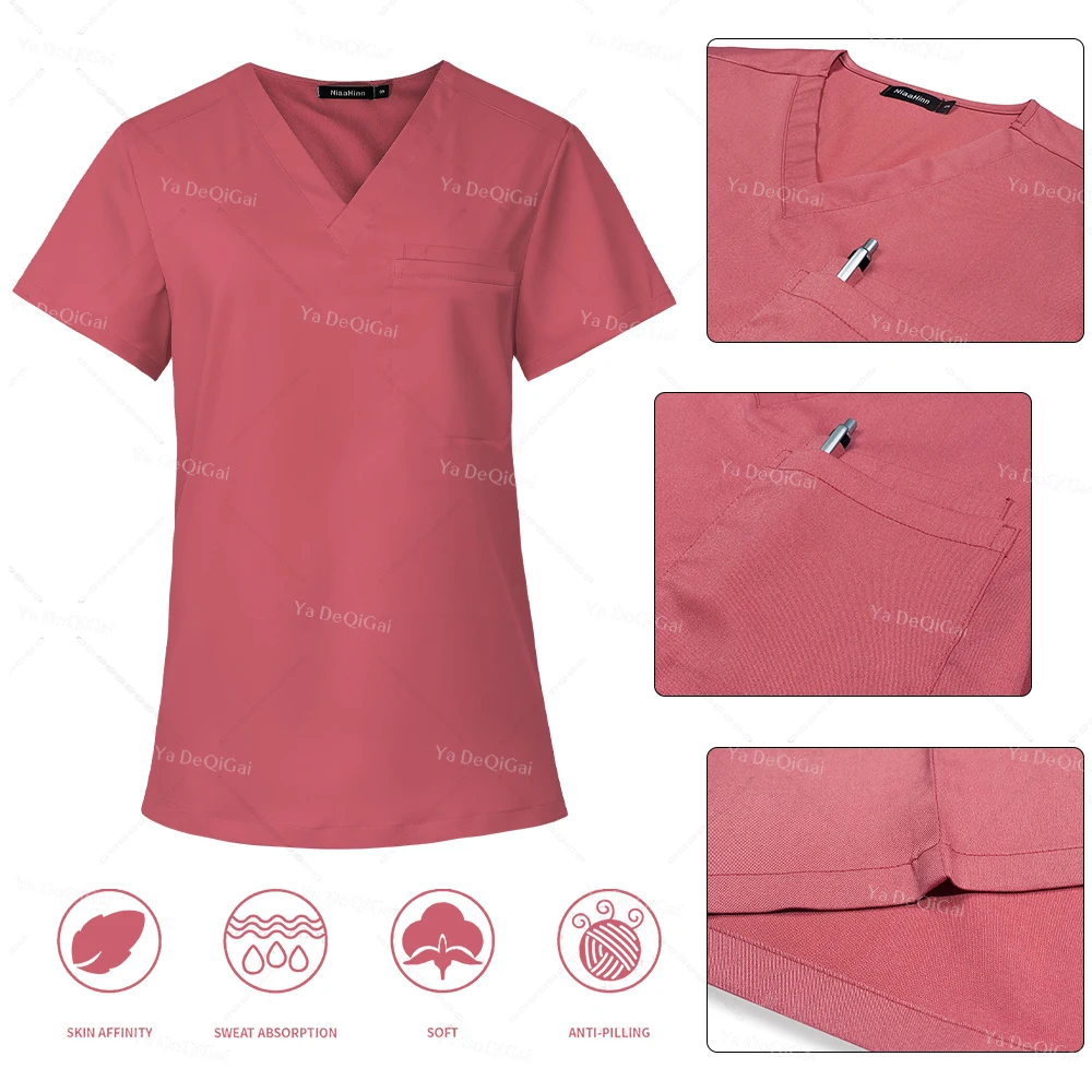 Multicolor Unisex Workwear Short Sleeve Pocket Top+Straight Pants Hospital Doctor Nurse Uniforms Dental Surgery Scrub Set S-XXXL