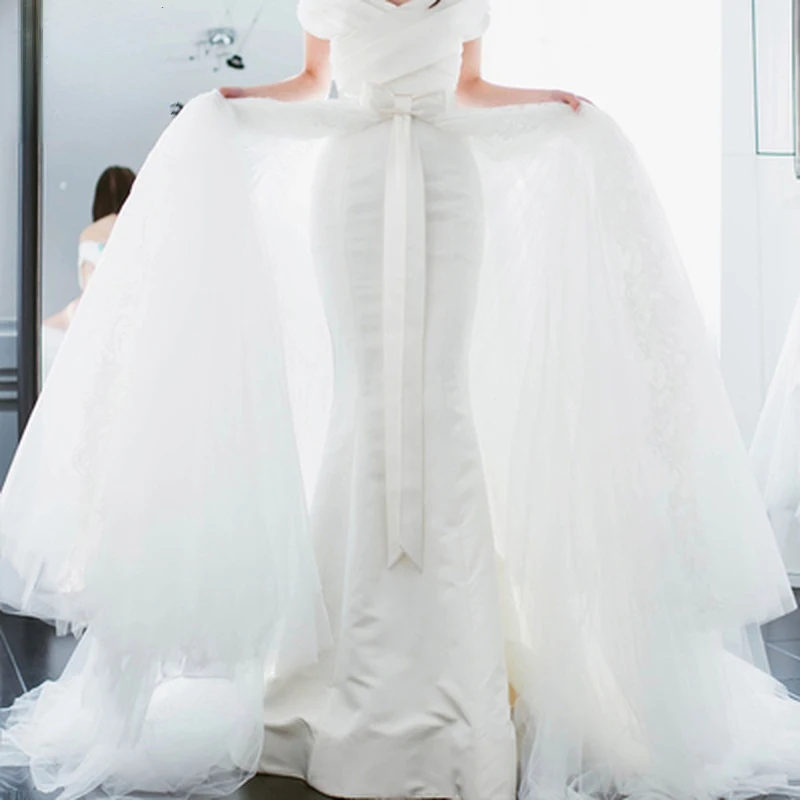 Custom Made White Tulle Wedding Skirts Elegant Puffy Tulle Detachable Skirt Sweep Train Removable Prom Skirts Overlay