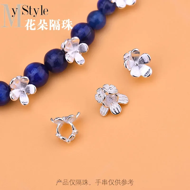 S925 Sterling Silver Flower small flower separated beads scattered beads small fresh temperament hand woven jewelry DIY accessor