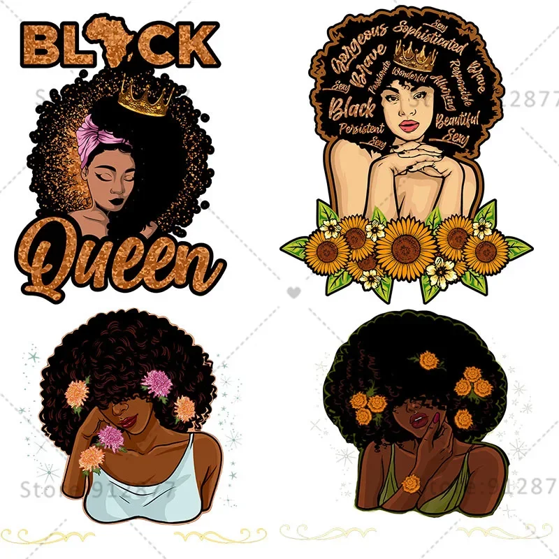 Iron On transfers For T shirts Beautiful Afro Goddness Black Queen Diva I Don't Have Attitue I have Personality DTF Transfers