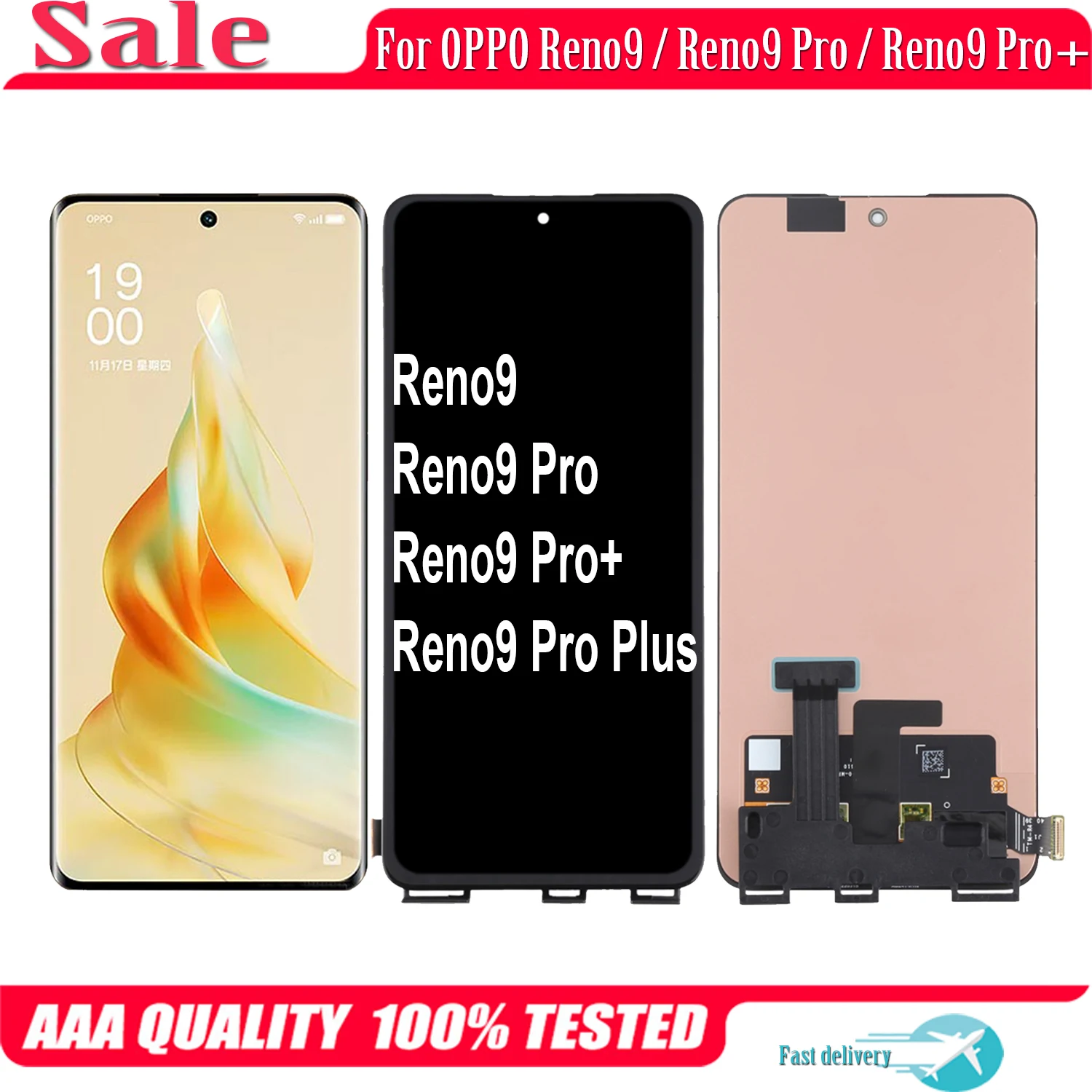 

AMOLED для OPPO Reno9 Reno 9 Pro Plus A1 Pro ЖК-дисплей PHM110 PGX110 PGW110 кодирующий преобразователь сенсорного экрана в сборе