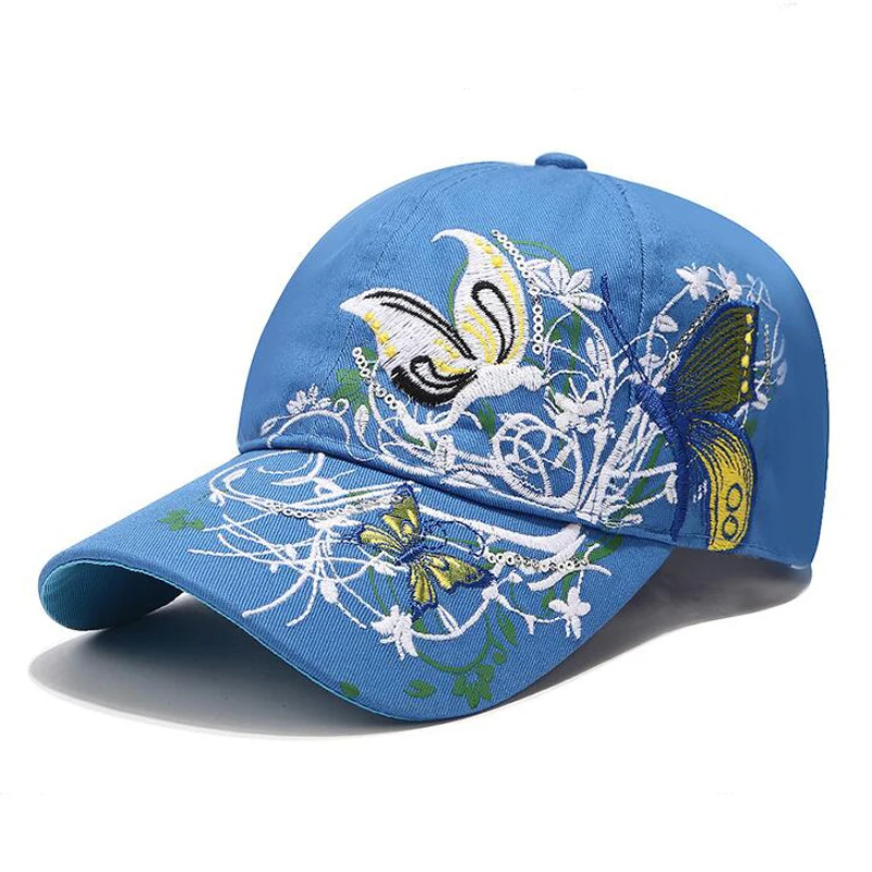 YOYOCORN Women Butterflies Flower Embroidery Caps Women Girl Sun Hats Casual Snapback Caps Women Baseball Cap Winter Autumn