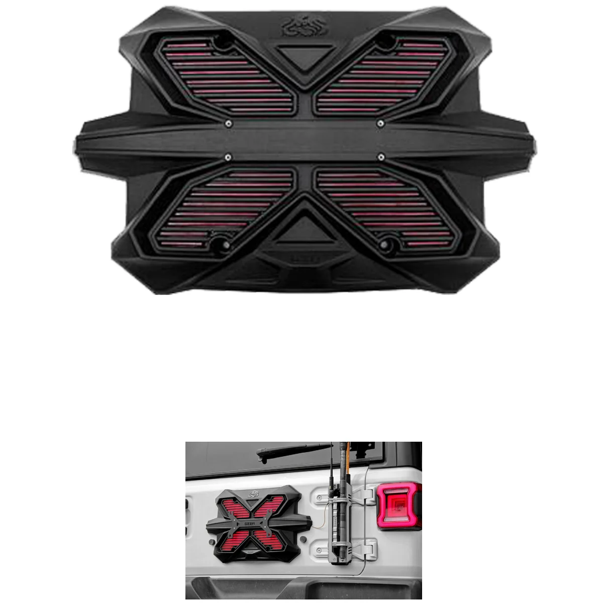 

Lantsun Tailgate Decoration Brake Light Rear Spare Tire Mount License Plate Bracket ABS for Jeep for Wrangler JL 2018+ JL 1226