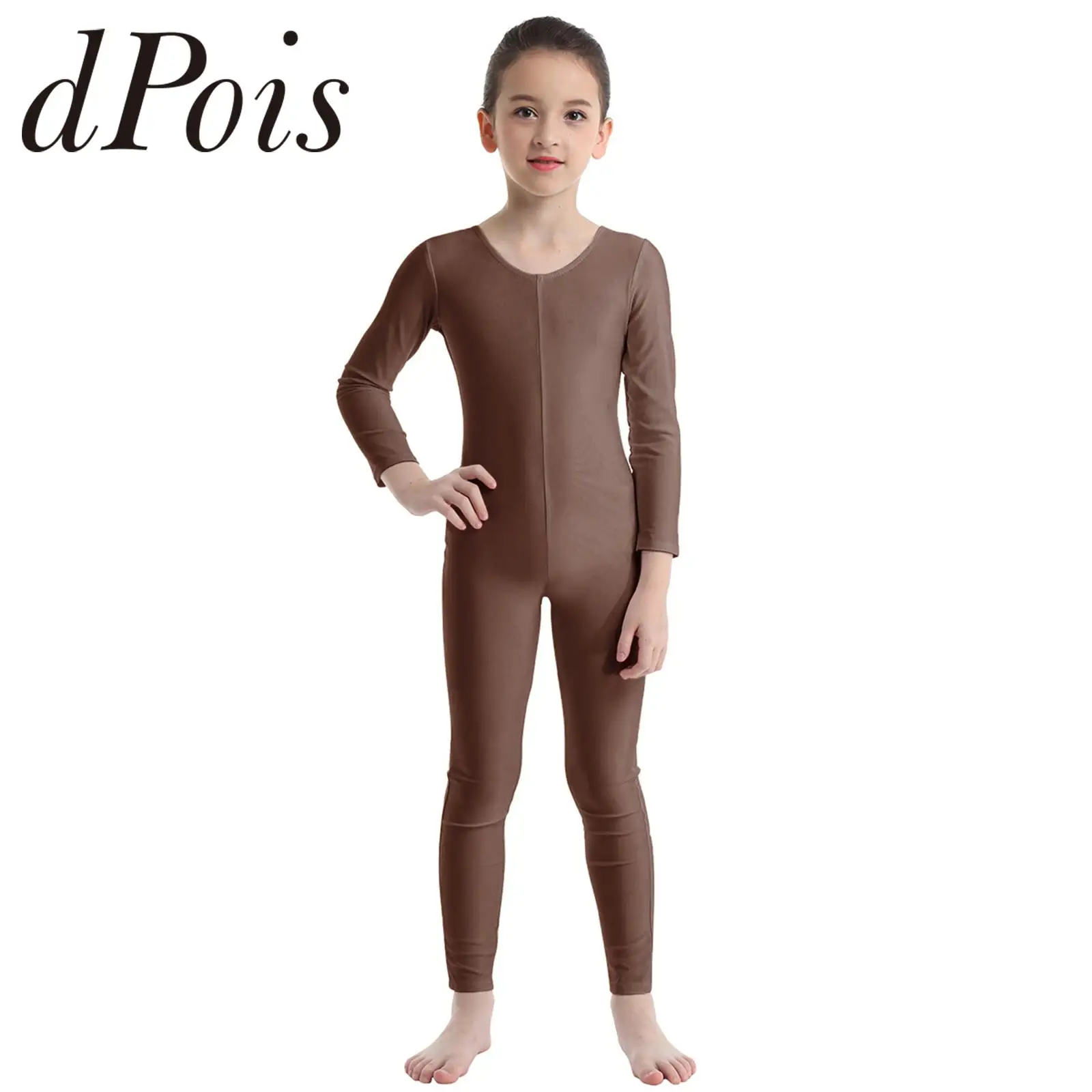 Kids Long Sleeve Ballet Gymnastics Leotard Children Dance Skating Jumpsuit Gymnastic Bodysuit for Girls Stretchy Dancewear