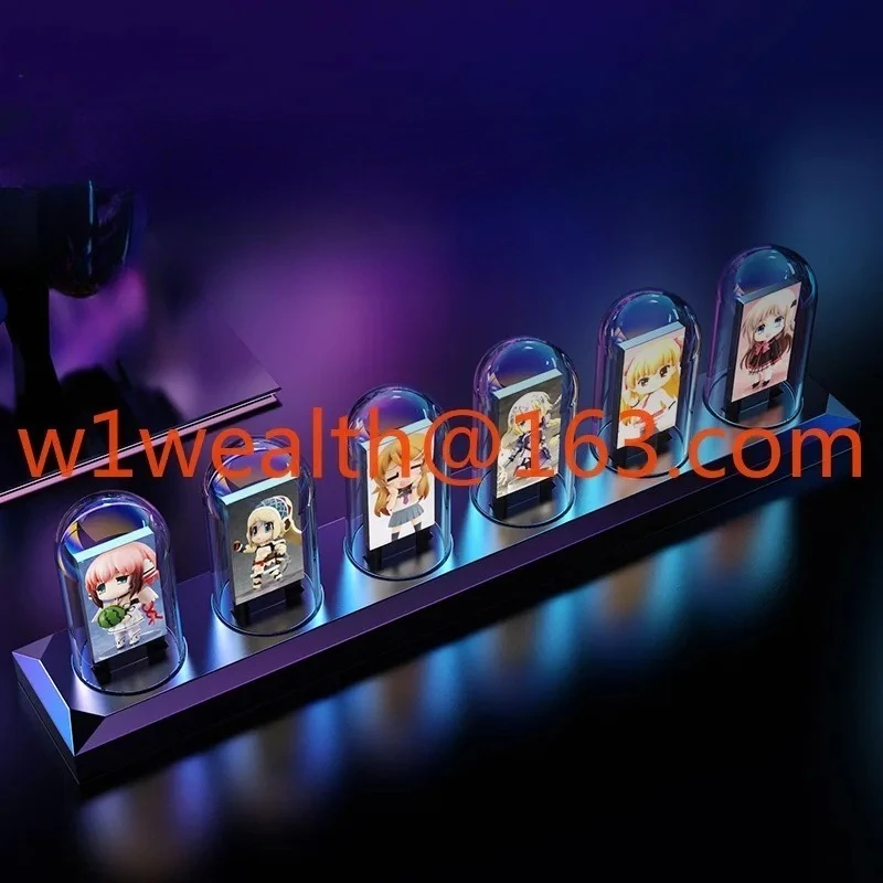 

RGB Aluminum Alloy Quasi-Glow Tube Clock IPS Computer Desktop Clock Ornament Destiny Stone Gate