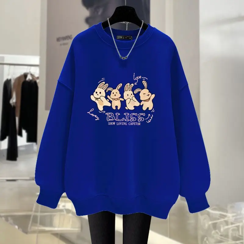 Women Clothing Fashion Cartoon Printed Long Sleeve Hoodies Autumn Winter Vintage Pure Cotton Sweatshirts Loose Casual Pulloves