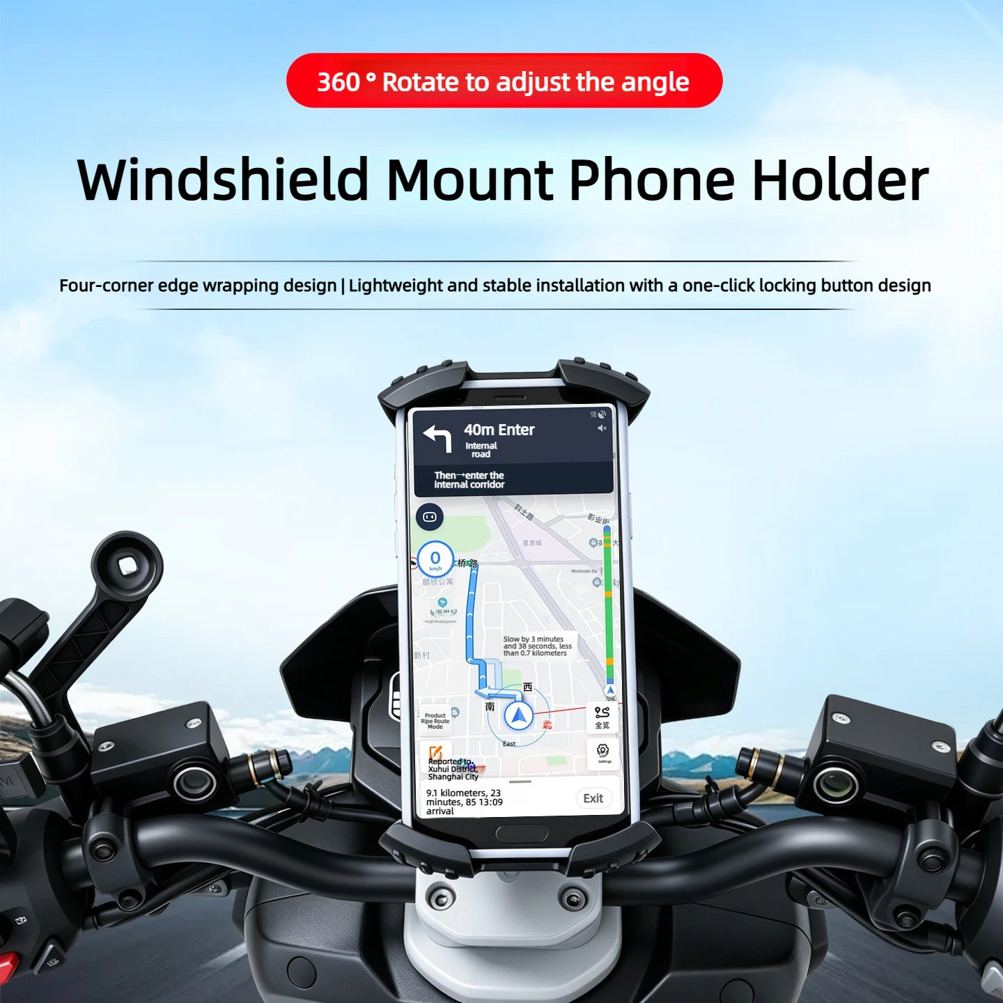 Motorcycle Windscreen Phone Holder Universal Riding Navigation Cell Phone Mount Motorbike Windshield Clamp Bracket