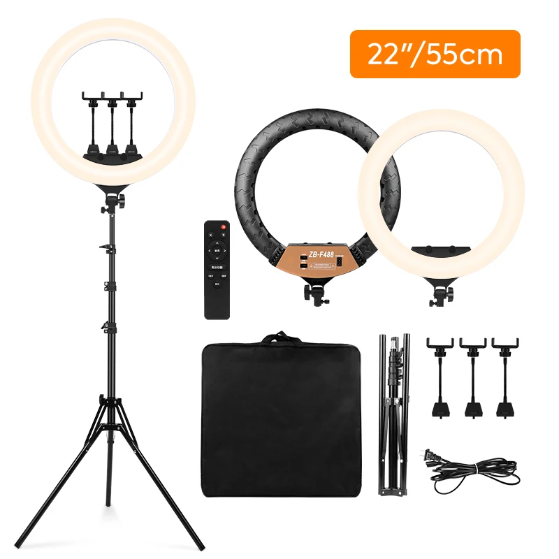 22inch Photo Rings Light With 2M Tripd 3200-6500K Color Temperature Brightness Lamp for Studio Shooting /Streaming Live