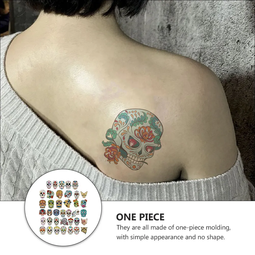

50pcs Skull Stickers Halloween Face Tattoos Horror Waterproof Premium Material Easy Tear Resistant Adult Party Decor