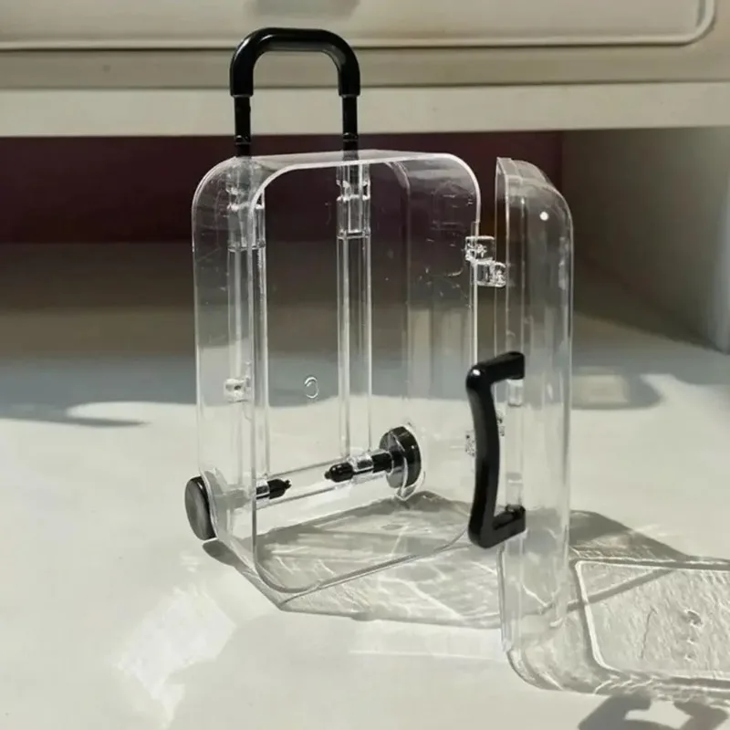 

Mini Luggage Jewelery Storage Box Cute Clear Trolley Suitcase Candy Box Creative Jewelry Display Case Wedding Gift Packaging Box