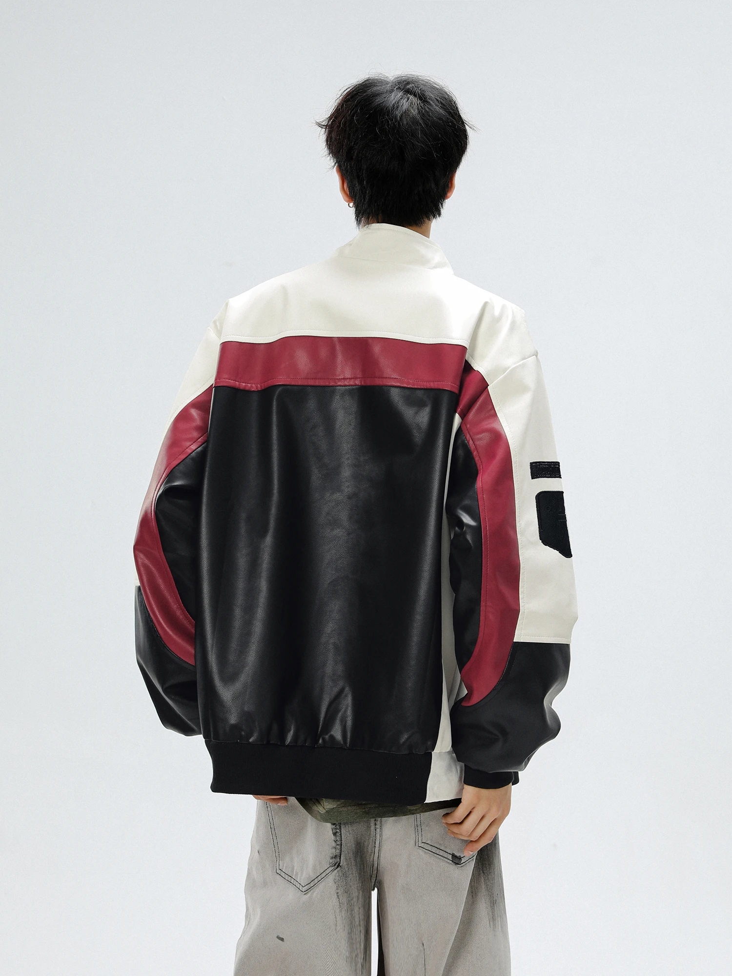 Jaqueta de Corrida Retro Americana para Homens, Jaqueta de Primavera e Outono com Design de Cores em Splice, Jaqueta de Pilot...