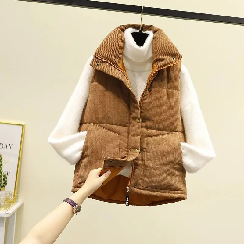 

Thickened down cotton vest women's autumn and winter 2024 new Korean loose corduroy bread vest jacket trendy