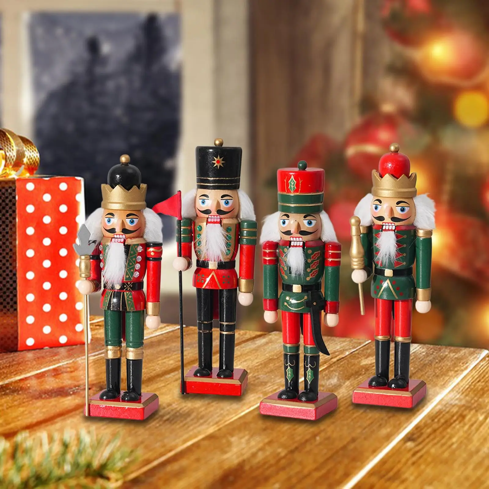 

Wood Nutcracker Puppet Figure 25 cm Tall Holiday Seasonal Decor Nutcracker Doll Figure Tabletop Ornament for Shelf Table Shelves