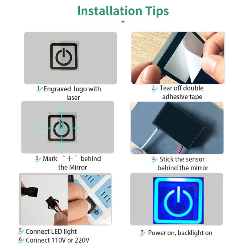 Lampada a specchio Touch Sensor Dimmer modulo di controllo a LED interruttore a sfioramento isolato per specchio da bagno luminosità regolabile B03E