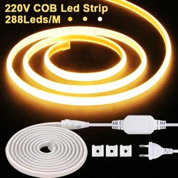 Bande lumineuse à 288Led avec prise ue, étanche conforme à la norme IP65, lumière blanche chaude/neutre/blanche froide, idéale pour la cuisine ou la maison, ac 220v, COB