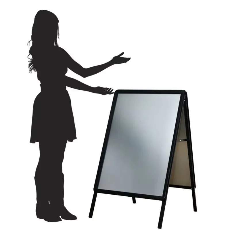

Black sandwich board holder foldable rectangular display various sizes