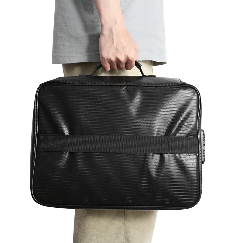 Borsa portadocumenti ignifuga con serratura, scatola portadocumenti impermeabile con maniglia, cassetta portadocumenti sicura per l'home Office, foto