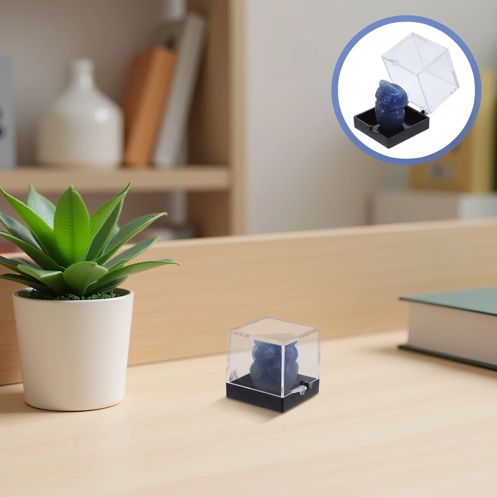 

Blue Aventurine Crystal Owl Statue Hand Carved Polished Desktop Owl Decoration Office Bookshelf Ornament Crystal Animal Carvings