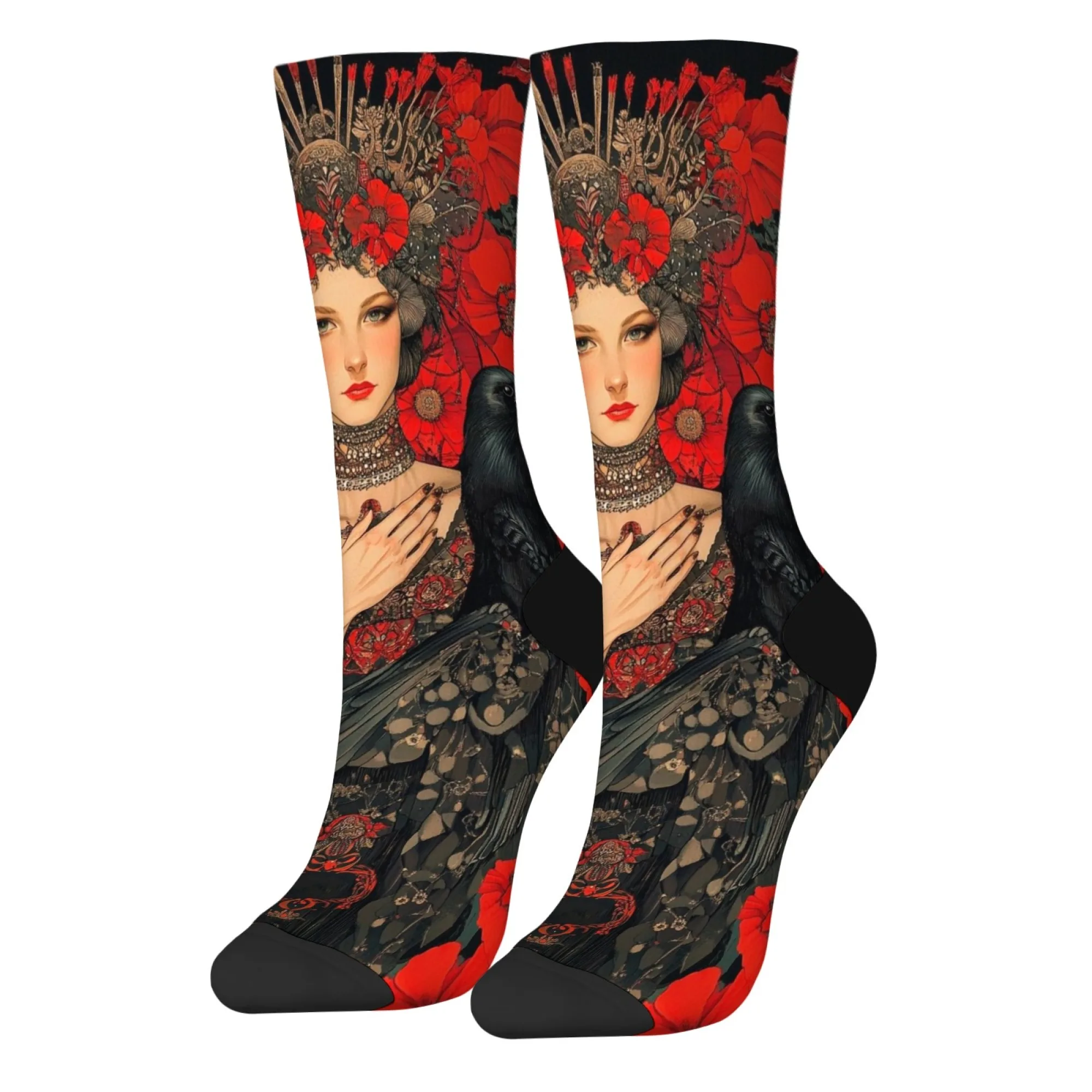 زوج واحد من الجوارب منتصف الساق للجنسين، نمط فني آلهة قديمة، نمط أزياء الشارع، جوارب سعيدة مبتكرة، لوح تزلج #3
