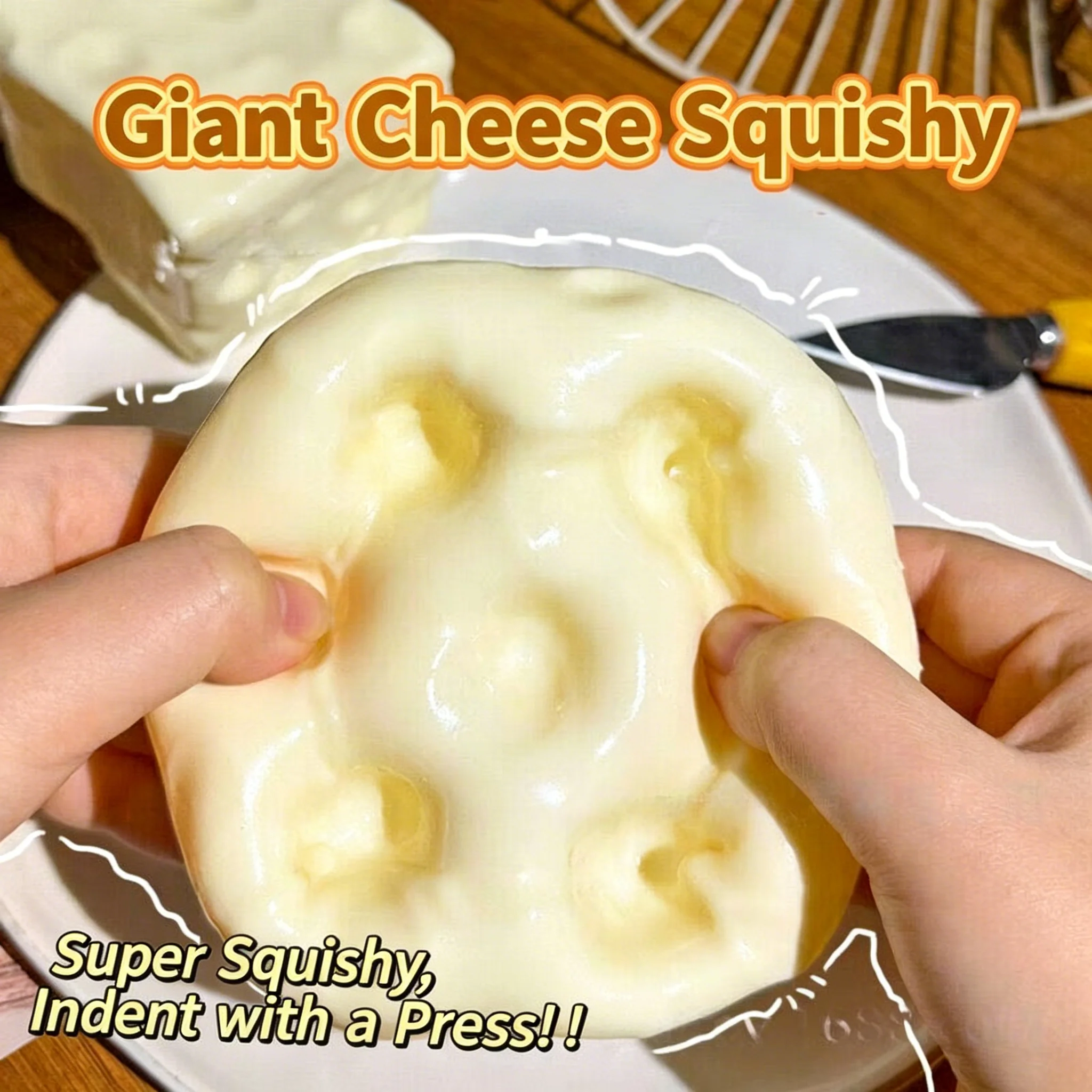 Realistic Cheese Squishy Fidget Toy High Resilient Moldable Silicone Food Shaped Squeeze Toy Cute Ornament Stress Relief Present