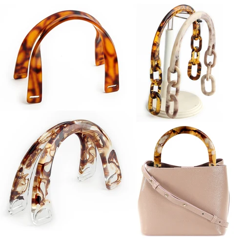 Bolso cruzado en forma de C con mango de resina semicircular de alta calidad, mango extraíble con agujeros dobles, fabricación de billeteras DIY, 2/4/6 Uds.