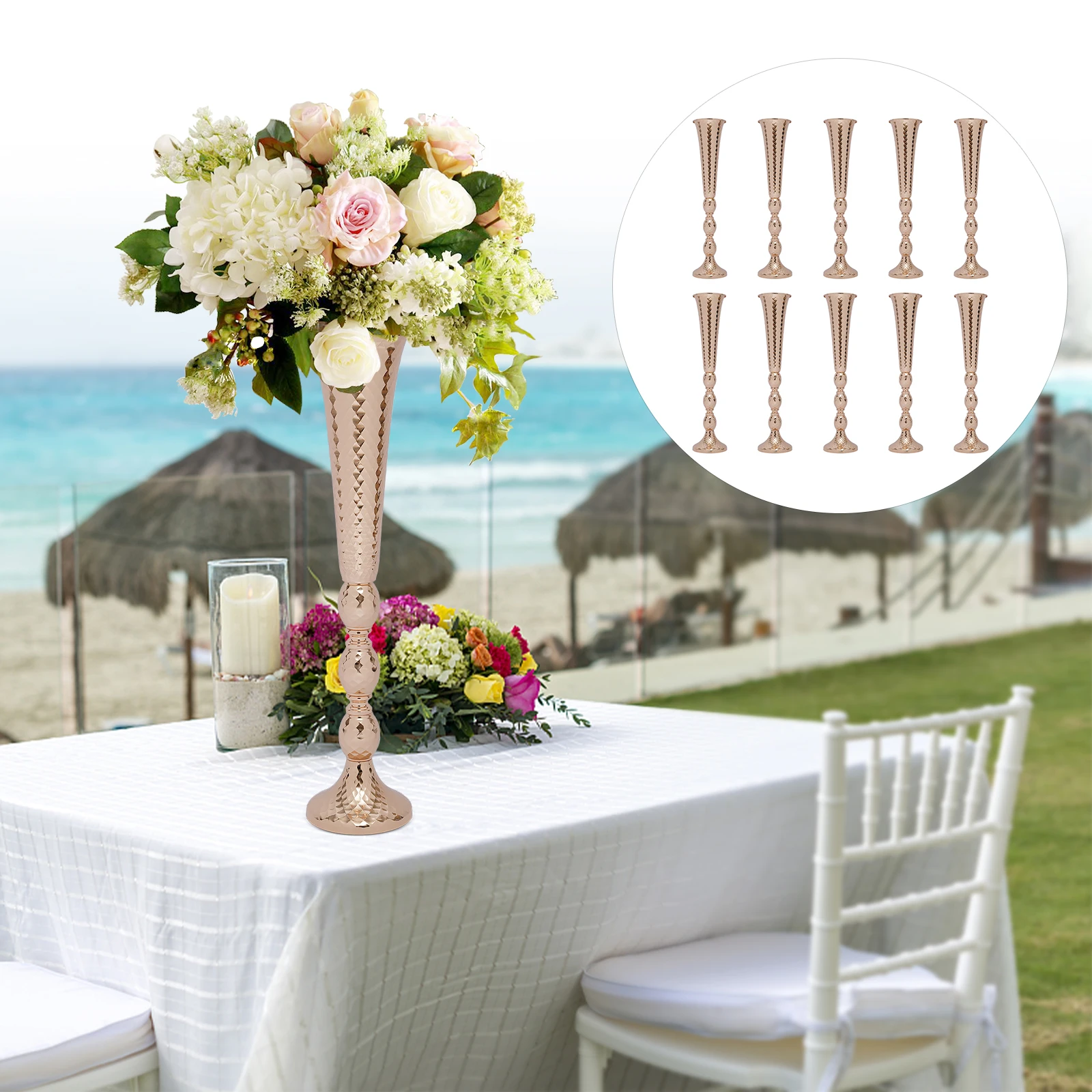 

10 Pcs 23.6in Centerpieces for Wedding Table Tall Metal Trumpet Flower Vases for Party Dinner Centerpiece Event