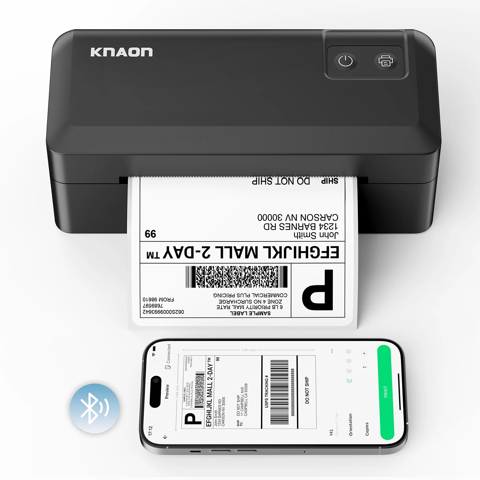 Thermal Shipping Label Printer, 4x6 Bluetooth Label Printer for Small Business and Home, Supports iPhone, Android, Windows, Mac, Chromebook