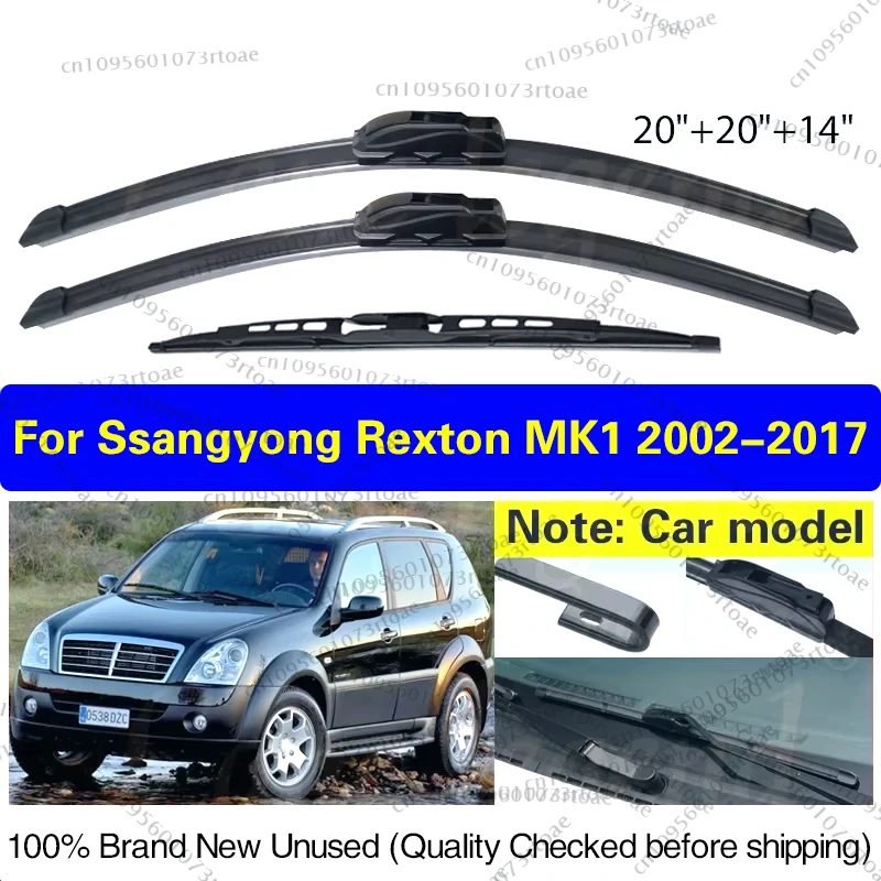 

Для Ssangyong Rexton MK1 2002-2017 автомобильные передние и задние щетки стеклоочистителя из мягкой резины, лобовое стекло, ветровое стекло, щетка от дождя 20 "+ 20" + 14"