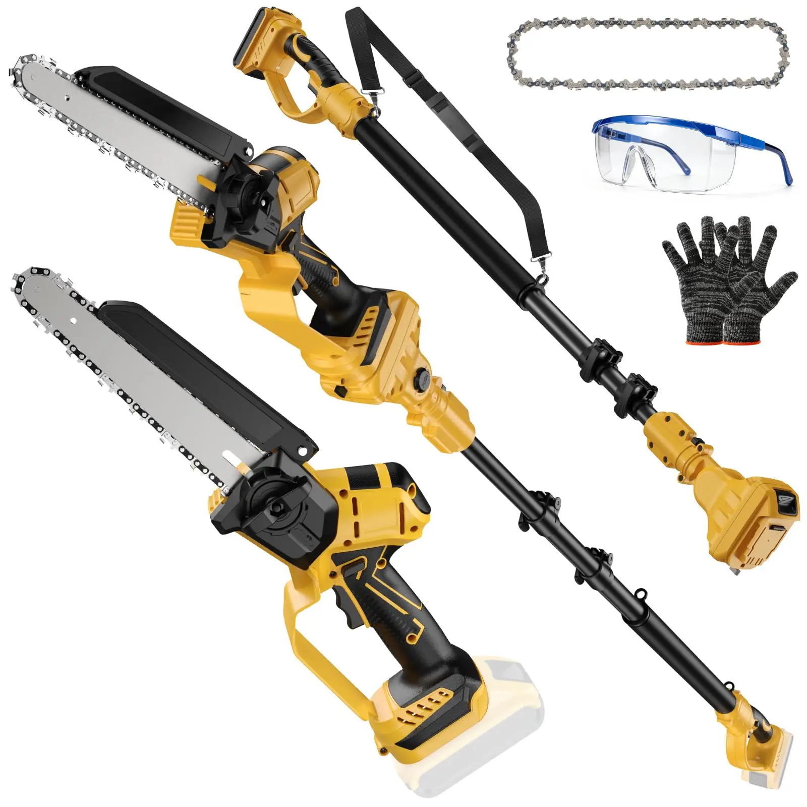 2-in-1 Cordless 8 Inch Pole Saw & Mini Chainsaw, Compatible with Dewalt 20V Max Batteries (Not Included), Electric Pole