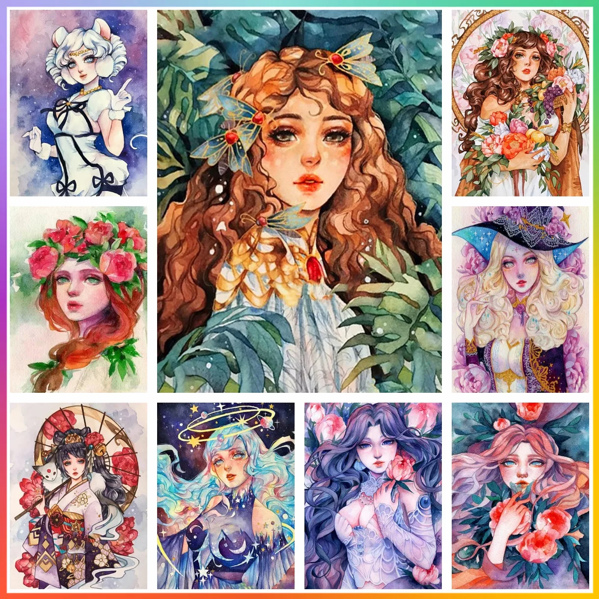 

Алмазная живопись цветок девочка фантазия полная дрель вышивка крестом элементы 5D Сделай Сам искусство мозаика вышивка домашний декор хобби для взрослых