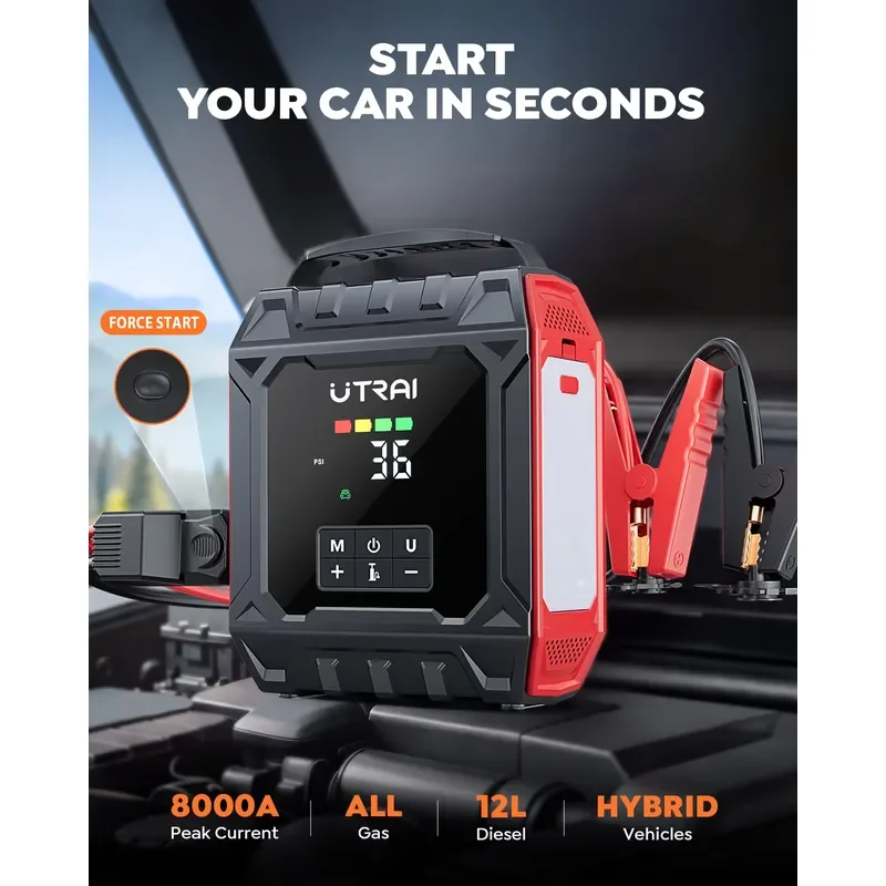 UTRAI JS-50 8000A starting power supply with air compressor 160PSI car battery portable starting power supply, suitable for