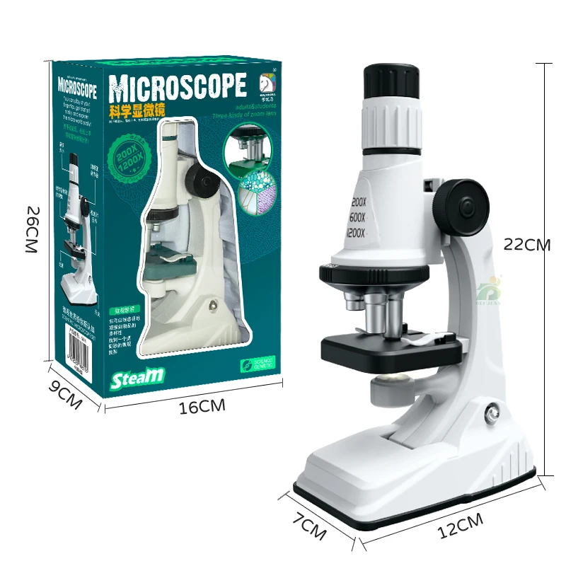 Children Science Biological Montessori 200x 600x 1200x Pocket Microscope Set Lab With LED Refined Instruments Education Toy