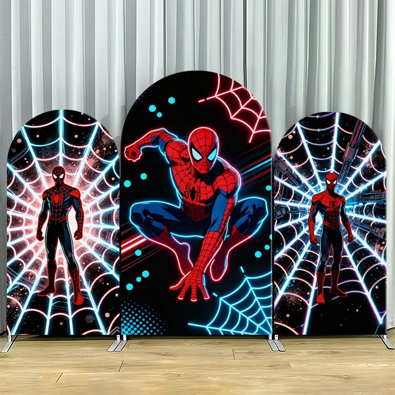 

Arch Backdrop Cover Single Side Spider Man Web Red Blue Party Decoration Photo Booth Background Props Event Supplies Room Decor