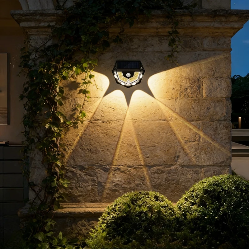 

Уличный настенный светильник на солнечной батарее с датчиком движения, инфракрасным датчиком и защитой от влаги для патио и сада