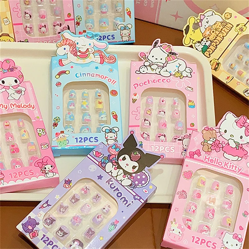 Sanrio Toppa per unghie per bambini Hellokitty Cinnamoroll Kawaii rimovibile fatta a mano per unghie Accessori squisiti regalo per ragazze