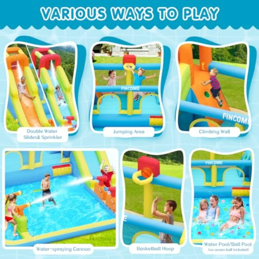 Inflatable Bounce House for,Water Bounce House with Double Slides Indoor Outdoor, Bounce House Water Slide with Air Blower for