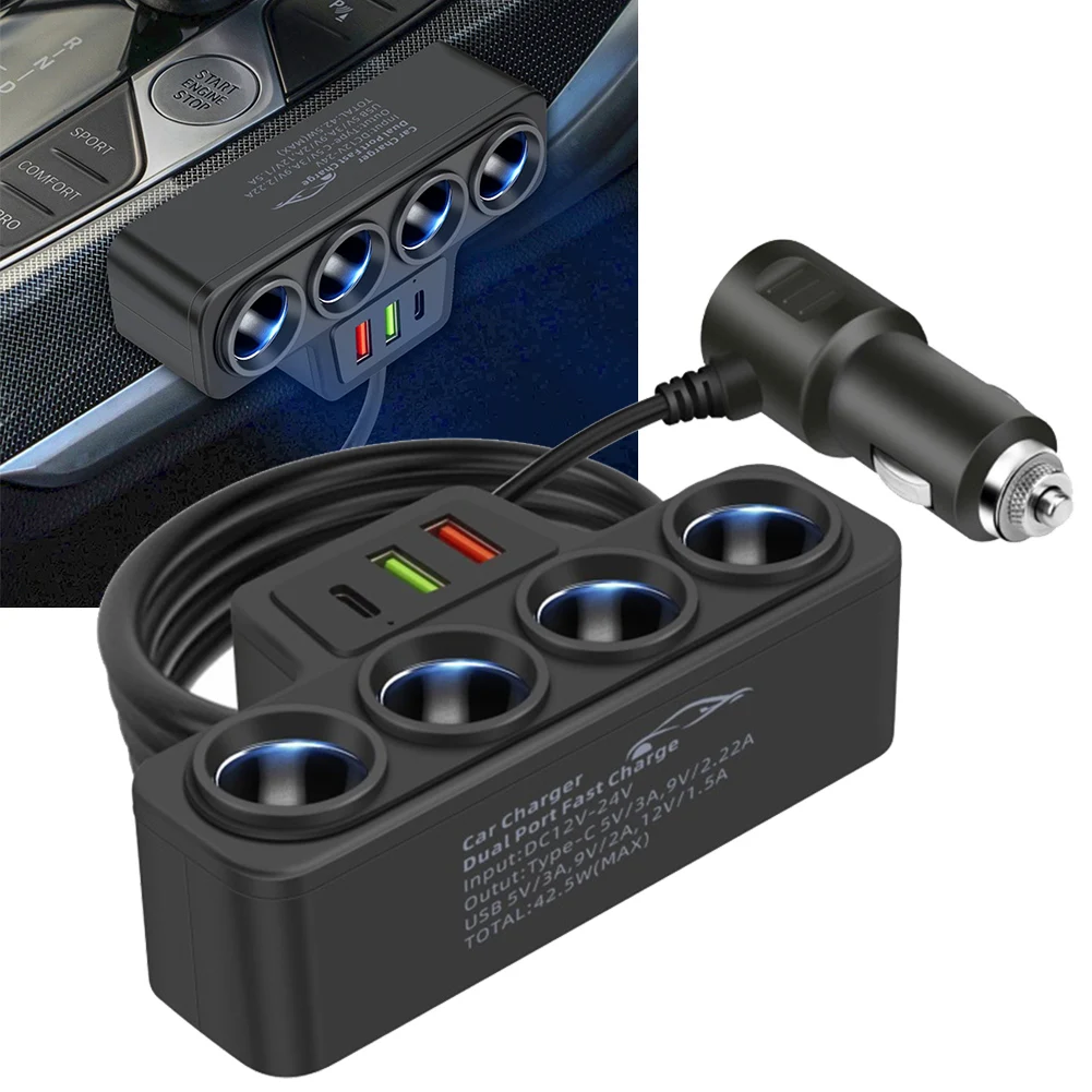 

ABS PP 12V 24V 120W Car Electronic Inverter USB Charger Adapter Lighter Socket Splitter Car Inverter USB Charger Car Accessories