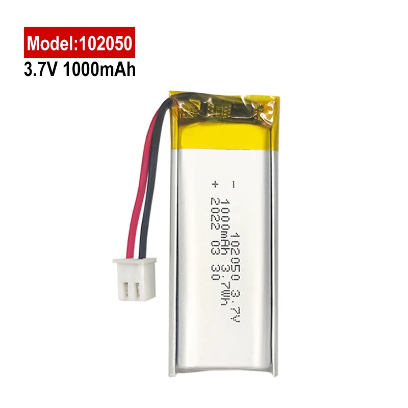 

102050 3.7V 1000mAh Lipo Cells Lithium Polymer Rechargeable Battery for GPS Recording Pen LED Light Beauty Instrument with PCB