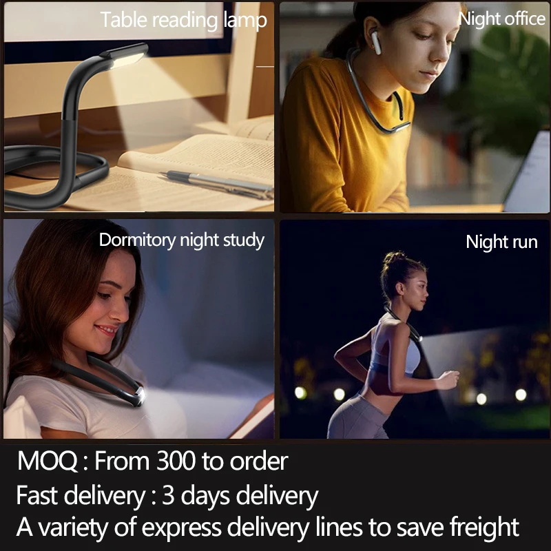 Portable USB Rechargeable Book Light Neck Hanging Wearable with Long Battery Life & Eye Protection Flexible for Bedroom Use