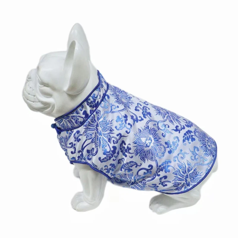 

Pug Dog Clothing Chinese New Year Dog Costume Tang Suit Vest Poodle Schnauzer French Bulldog Clothes Pet Apparel Dropshipping