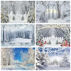 Winter Snow Forest Nature Landscape Backdrop Snowflake Christmas Snowman Xmas Tree Baby Portrait Photography Backgound Decor